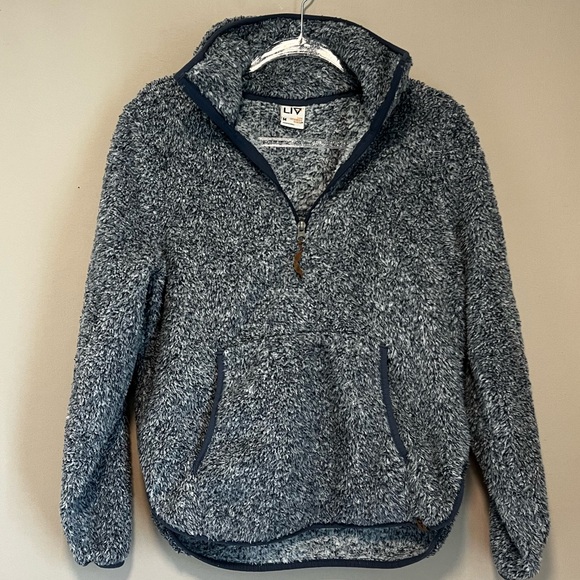 Fuzzy Pullover Front pocket Quarter zip adjustable neck sz M - Picture 4 of 13